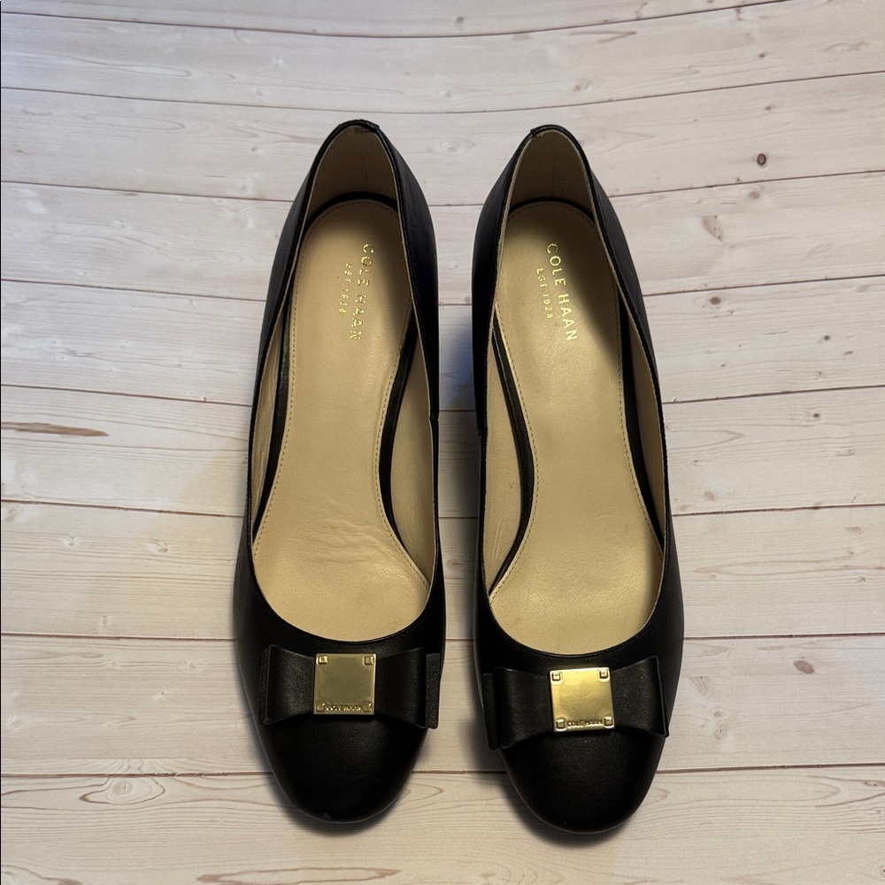 Size 10B Cole Haan Black Flats with Gold Accent